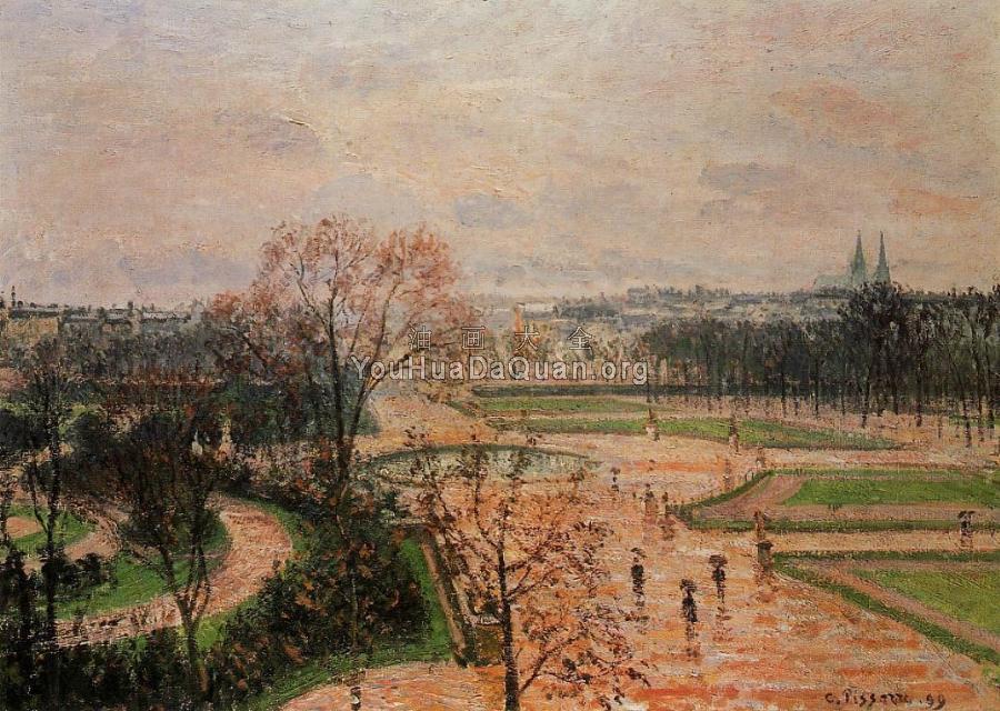 The Tuileries Gardens, Rainy Weather - 卡米耶·毕沙罗